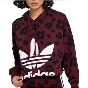 Adidas Bellista Allover Leopard Print Cropped Hoodie